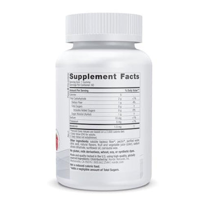 Nordic Naturals Zero Sugar Melatonin Gummies, Himbeere - 60 Gummis - 1,5 mg Melatonin - Großartiger Geschmack - Erholsamer Schlaf, Antioxidative Unterstützung - Nicht-GMO, Vegan - 60 Portionen