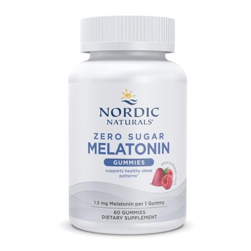 Nordic Naturals Zero Sugar Melatonin Gummies, Himbeere - 60 Gummis - 1,5 mg Melatonin - Großartiger Geschmack - Erholsamer Schlaf, Antioxidative Unterstützung - Nicht-GMO, Vegan - 60 Portionen