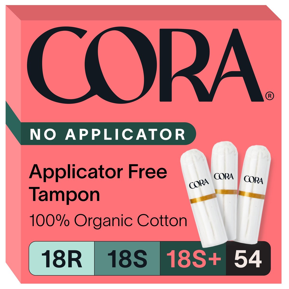Cora Bio-Baumwoll-Tampons ohne Applikator Multipack (18 Regular, 18 Super, 18 Super Plus)