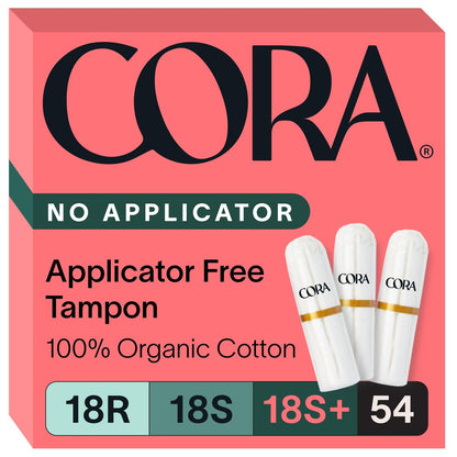 Cora Bio-Baumwoll-Tampons ohne Applikator Multipack (18 Regular, 18 Super, 18 Super Plus)
