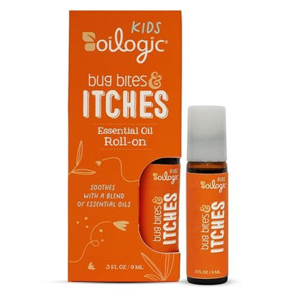 Oilogic Bug Bite Itch Roll-On mit ätherischen Ölen für Kinder – 100% reine ätherische Öle zur Beruhigung der Haut – Sanfte, kindersichere Formel für Kleinkinder & Kinder, für drinnen & draußen, 9 ml