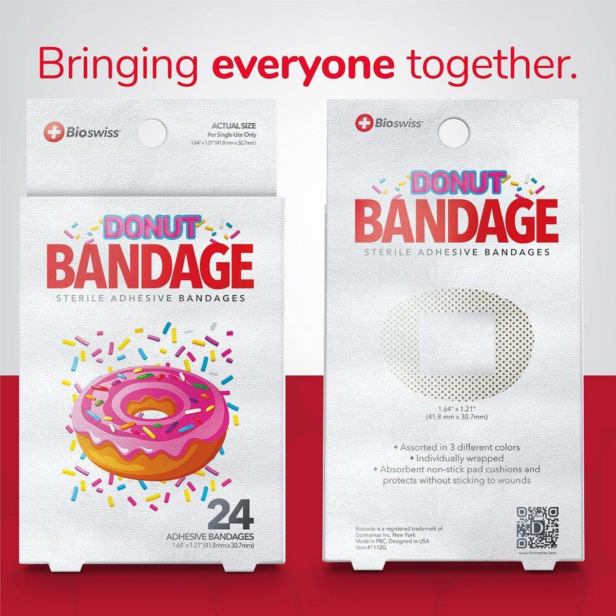 BioSwiss Donut-förmige selbstklebende Verbände, 24 Stück, steril, latexfrei