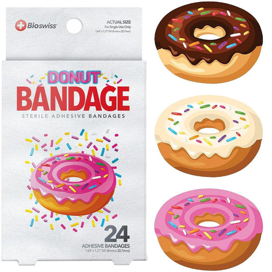 BioSwiss Donut-förmige selbstklebende Verbände, 24 Stück, steril, latexfrei