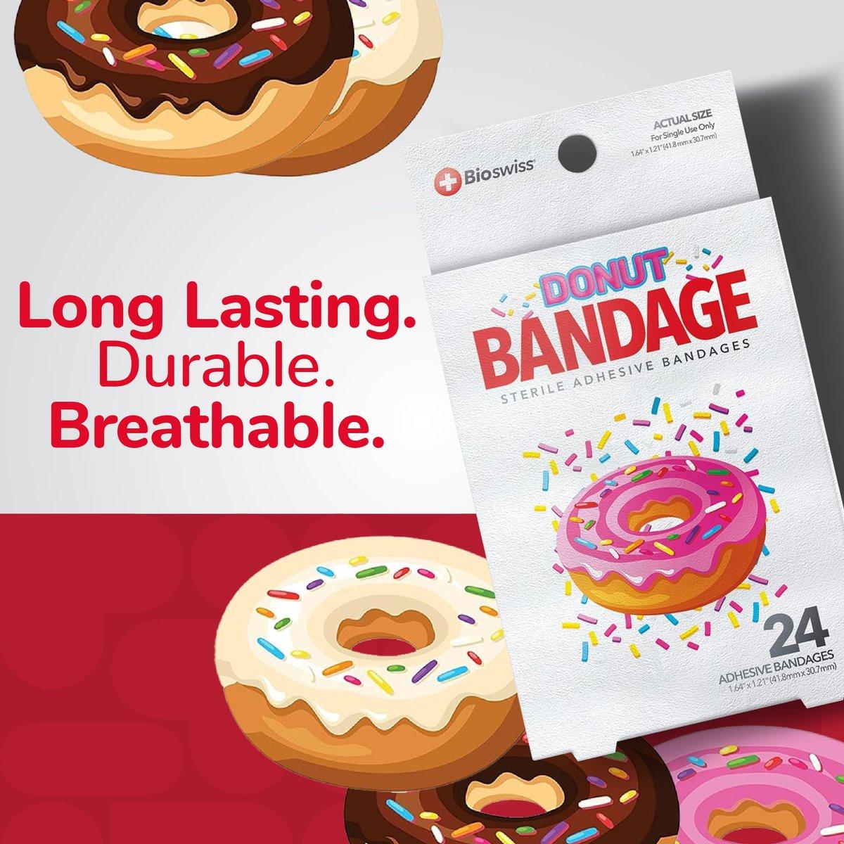 BioSwiss Donut-förmige selbstklebende Verbände, 24 Stück, steril, latexfrei