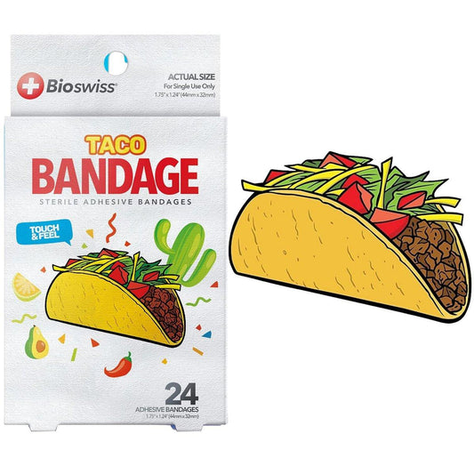 BioSwiss Taco-förmige selbstklebende Pflaster, 24 Stück, Latexfrei, Steril, Wundversorgung