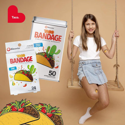 BioSwiss Taco-förmige selbstklebende Pflaster, 24 Stück, Latexfrei, Steril, Wundversorgung