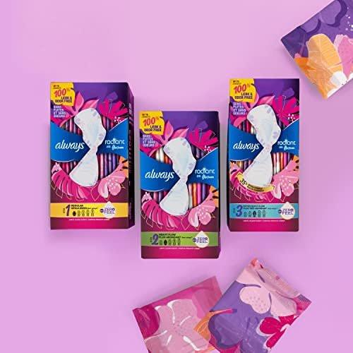 Always Radiant Damenbinden FlexFoam mit Flügeln, Größe 2, Starke Saugfähigkeit, leicht parfümiert, 36 Stück
