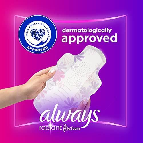 Always Radiant Damenbinden FlexFoam mit Flügeln, Größe 2, Starke Saugfähigkeit, leicht parfümiert, 36 Stück