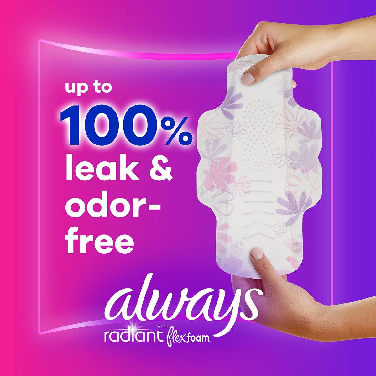 Always Radiant Damenbinden FlexFoam mit Flügeln, Größe 2, Starke Saugfähigkeit, leicht parfümiert, 36 Stück
