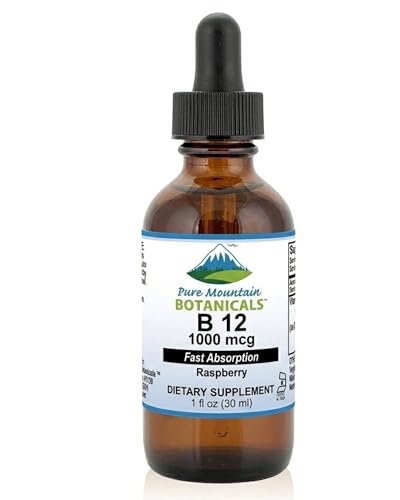 Pure Mountain Botanicals B12 1000 mcg – B12-Komplex mit natürlichem Beerengeschmack – 30 Portionen – Flüssige Tropfen – Koscheres Nahrungsergänzungsmittel