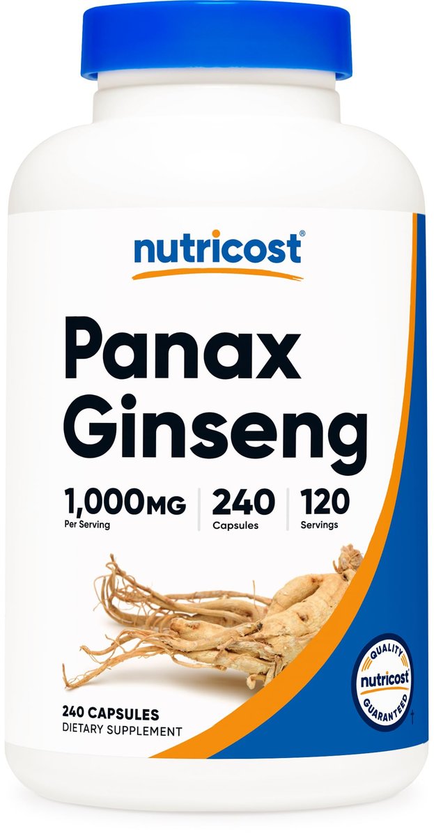 Nutricost Panax Ginseng 1000mg, 240 Kapseln – Non-GMO, glutenfrei, 120 Portionen