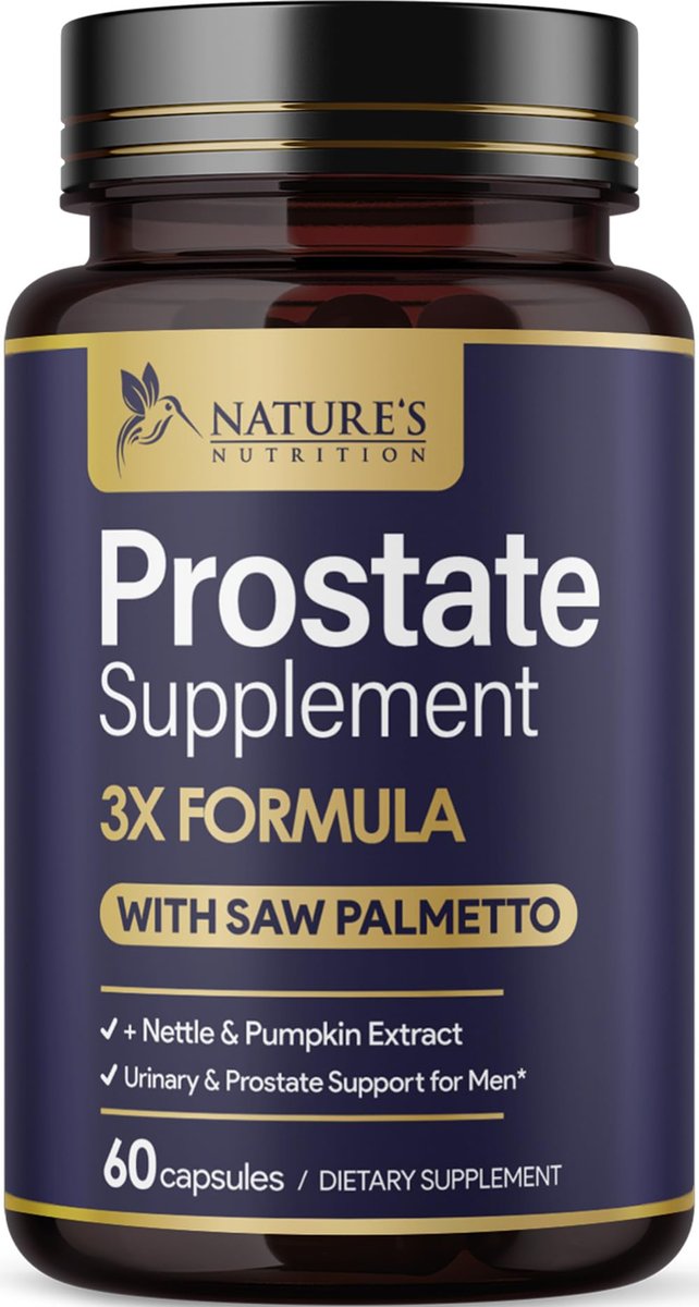 Prostata-Gesundheit für Männer – 3-fach Stärke mit Sägepalmen-Mischung, Brennnesselwurzel & Kürbiskern-Komplex – Unterstützt Blasen- und Harnwegsgesundheit – 60 Kapseln