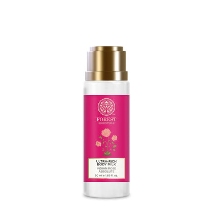 Forest Essentials Ultra Rich Body Lotion, Indische Rose Absolut, 50ml – Reichhaltige Feuchtigkeitspflege für trockene Haut