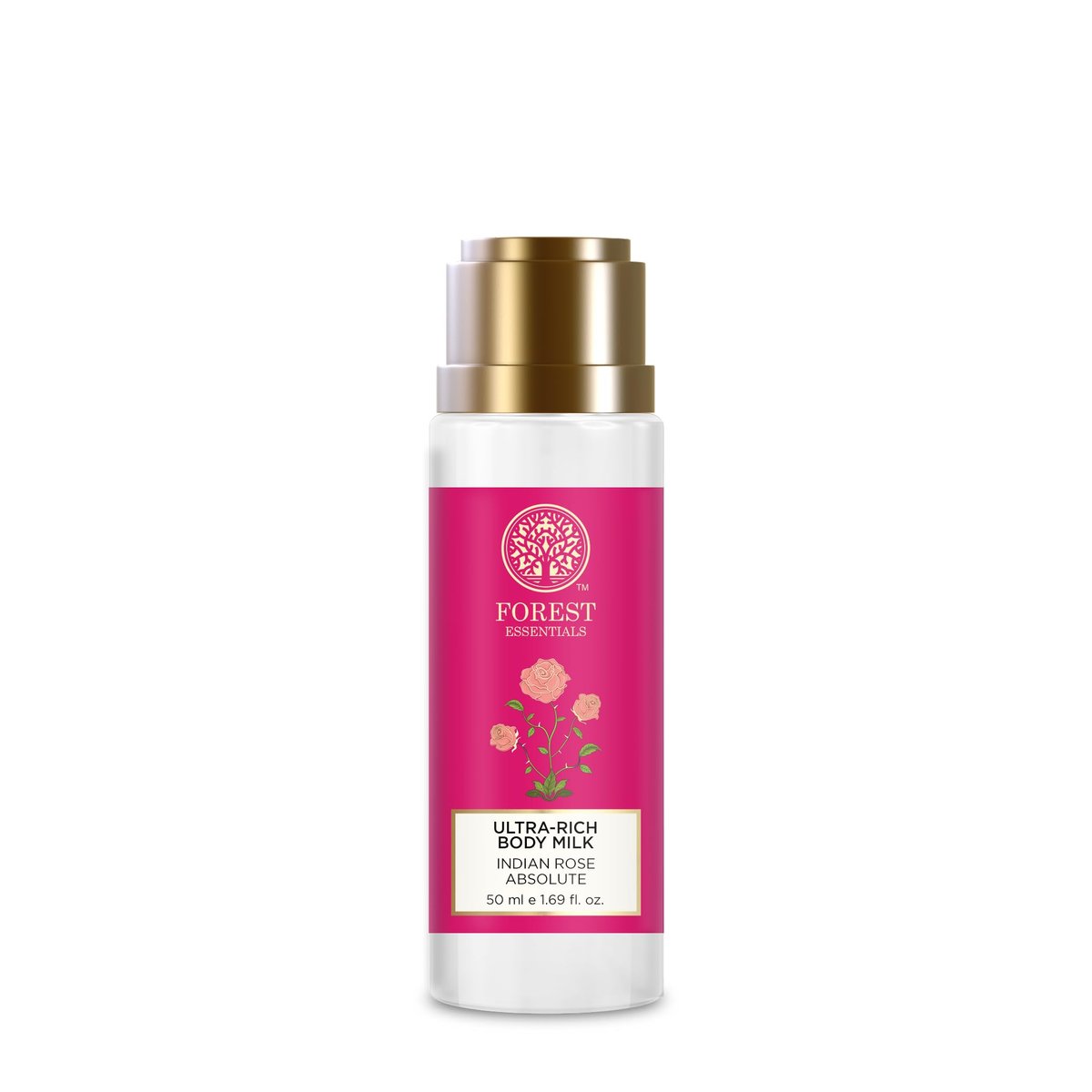 Forest Essentials Ultra Rich Body Lotion, Indische Rose Absolut, 50ml – Reichhaltige Feuchtigkeitspflege für trockene Haut