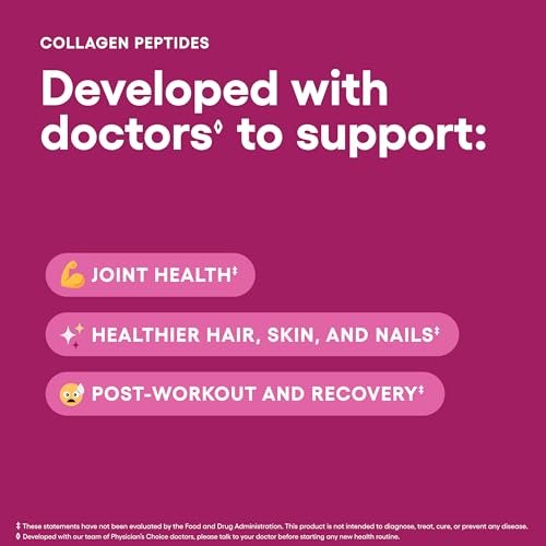 Physician's CHOICE Kollagenpeptide – Hydrolysiertes Proteinpulver für Haut, Haare, Nägel und Gelenke – Weidehaltung, Nicht-GVO