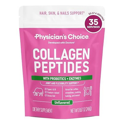 Physician's CHOICE Kollagenpeptide – Hydrolysiertes Proteinpulver für Haut, Haare, Nägel und Gelenke – Weidehaltung, Nicht-GVO