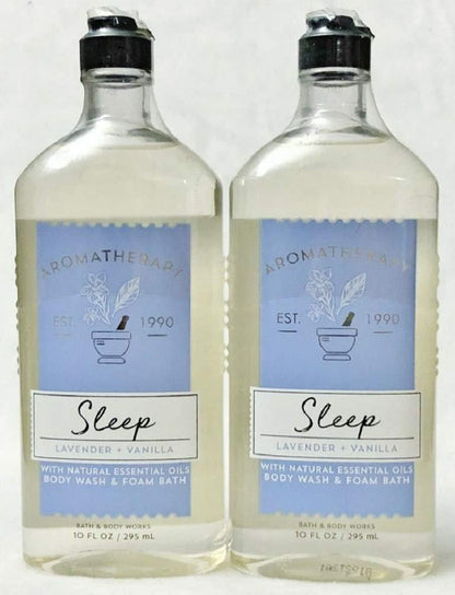 Bath & Body Works Aromatherapy SLEEP Lavender + Vanilla Duschgel & Schaumbad (2er-Pack)
