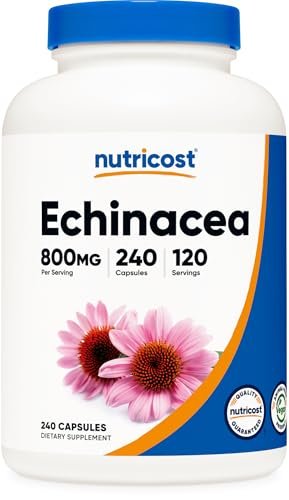 Nutricost Echinacea 800mg, 240 Kapseln - Vegetarische Kapseln, Nicht-GVO, Glutenfrei, 120 Portionen