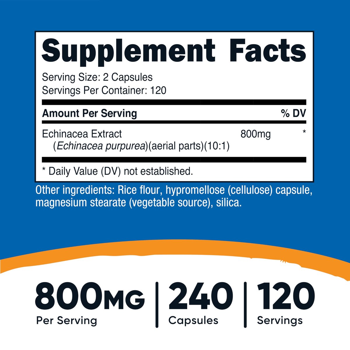 Nutricost Echinacea 800mg, 240 Kapseln - Vegetarische Kapseln, Nicht-GVO, Glutenfrei, 120 Portionen