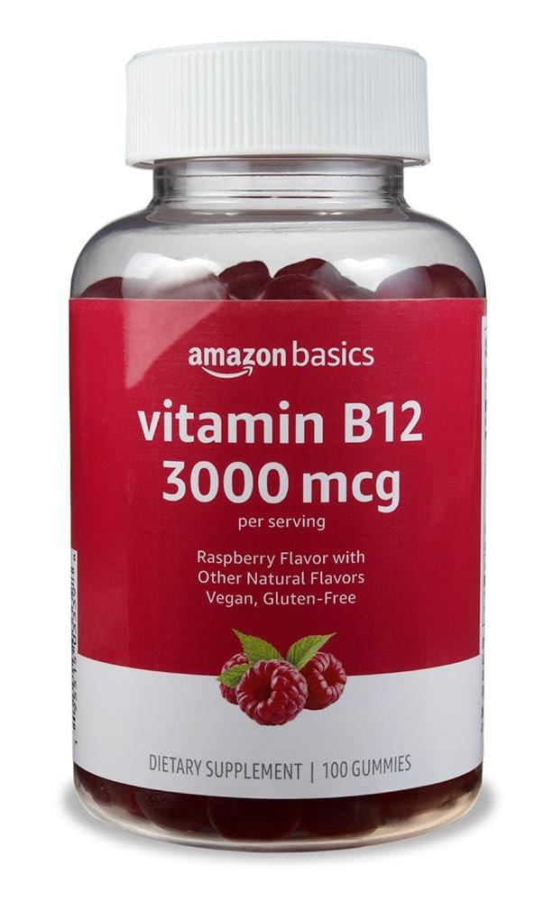 Vitamin B12 3000 mcg Gummis – Immunsystem, Energie & Stoffwechsel, Himbeer-Geschmack, 100 Stück (2 pro Portion)
