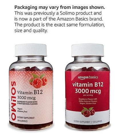 Vitamin B12 3000 mcg Gummis – Immunsystem, Energie & Stoffwechsel, Himbeer-Geschmack, 100 Stück (2 pro Portion)