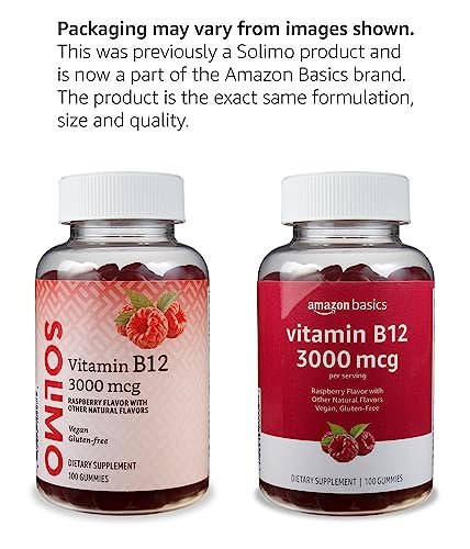 Vitamin B12 3000 mcg Gummies - Unterstützt normale Energieproduktion und Stoffwechsel, Immunsystem, 100 Stück (2 pro Portion), Packung mit 2, Himbeer