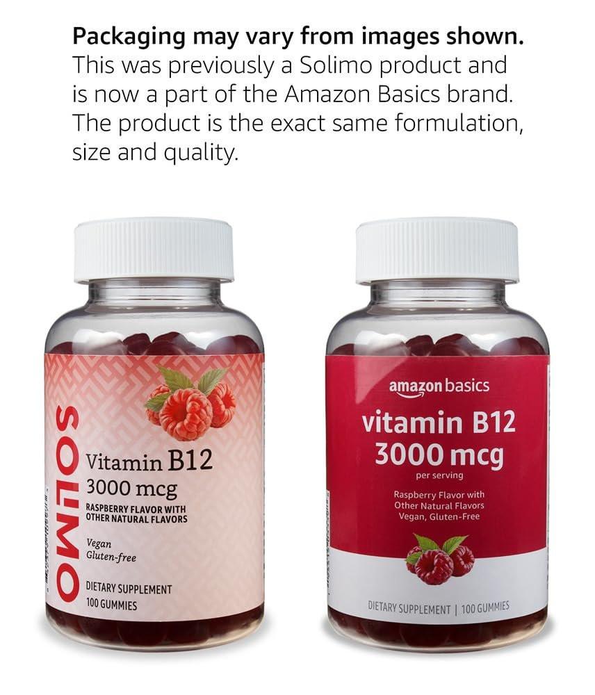 Vitamin B12 3000 mcg Gummis – Immunsystem, Energie & Stoffwechsel, Himbeer-Geschmack, 100 Stück (2 pro Portion)