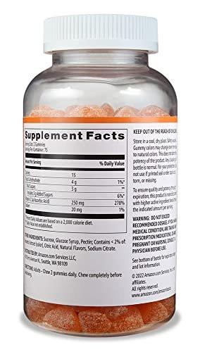 Vitamin C Gummibärchen mit saurem Orangen-Geschmack, 250 mg, 150 Stück, vegetarisch, zur Unterstützung des Immunsystems
