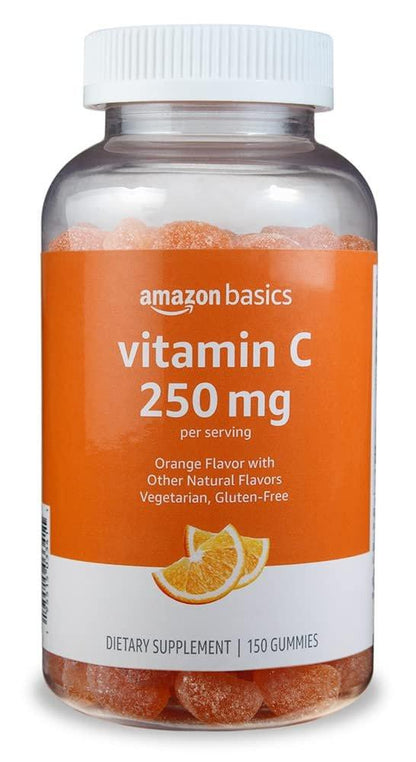 Vitamin C Gummibärchen mit saurem Orangen-Geschmack, 250 mg, 150 Stück, vegetarisch, zur Unterstützung des Immunsystems