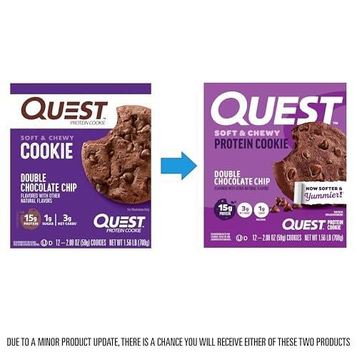 Quest Protein Cookie Doppelter Schokoladenchip – 15 g Protein, 1 g Zucker, 3 g Netto-Kohlenhydrate, keto-freundlich, 4er-Pack
