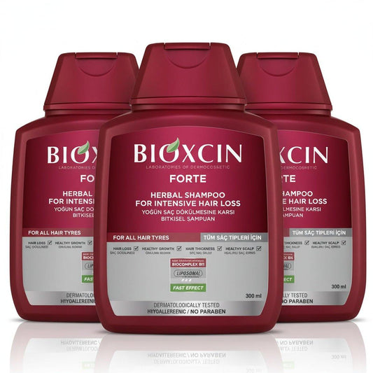 BIOXCIN Kräuter-Shampoo gegen Haarausfall – Stärkende & nährende Formel, Anti-Schuppen, Kopfhaut revitalisierend, tiefenfeuchtigkeitsspendend & reparierend, mit natürlichen Pflanzenextrakten für gesundes, dichteres Haar (3er-Pack, 9 Fl Oz)