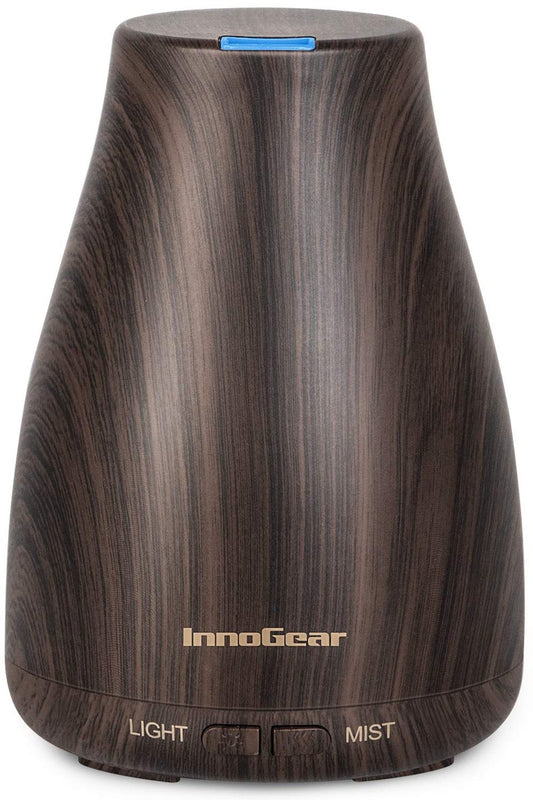 InnoGear Aroma-Diffusor, Ultraschall-Diffusor für Aromatherapie, 7 Farben LED, 2 Nebelmodi, Auto-Abschaltung, Braun