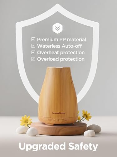 InnoGear Ultraschall Aromatherapie Diffuser – 7 Farben LED, 2 Nebelmodi, Auto-Abschaltung, Gelb