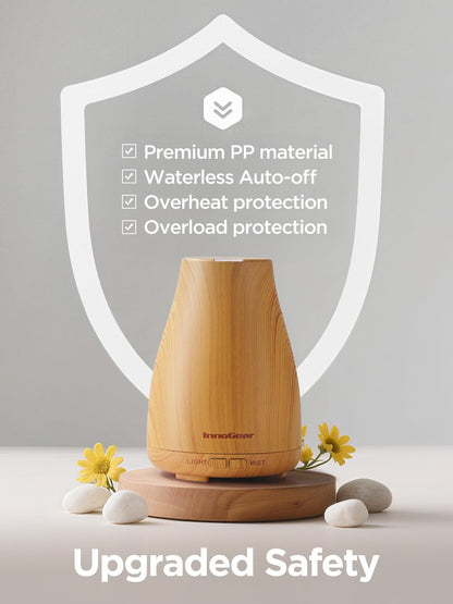 InnoGear Ultraschall Aromatherapie Diffuser – 7 Farben LED, 2 Nebelmodi, Auto-Abschaltung, Gelb