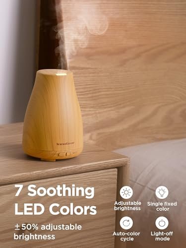InnoGear Ultraschall Aromatherapie Diffuser – 7 Farben LED, 2 Nebelmodi, Auto-Abschaltung, Gelb