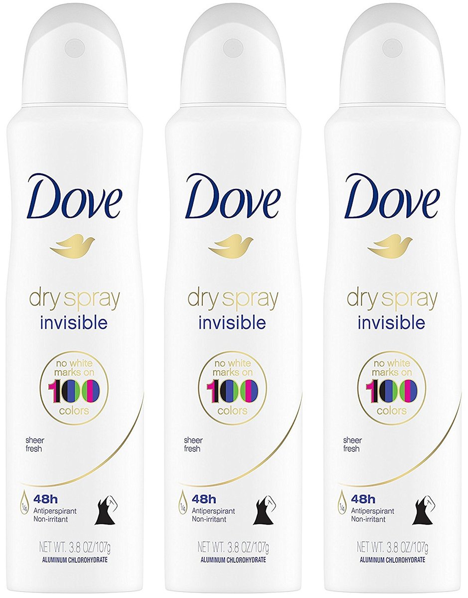 Dove Dry Spray Antiperspirant – Unsichtbar – Sheer Fresh – 3 x 107 g – Deodorant Spray ohne Aluminium