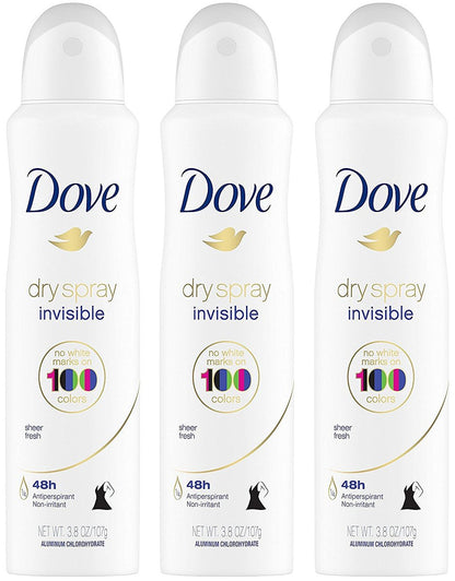Dove Dry Spray Antiperspirant – Unsichtbar – Sheer Fresh – 3 x 107 g – Deodorant Spray ohne Aluminium