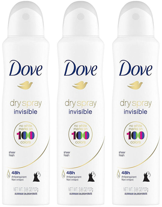 Dove Dry Spray Antiperspirant – Unsichtbar – Sheer Fresh – 3 x 107 g – Deodorant Spray ohne Aluminium
