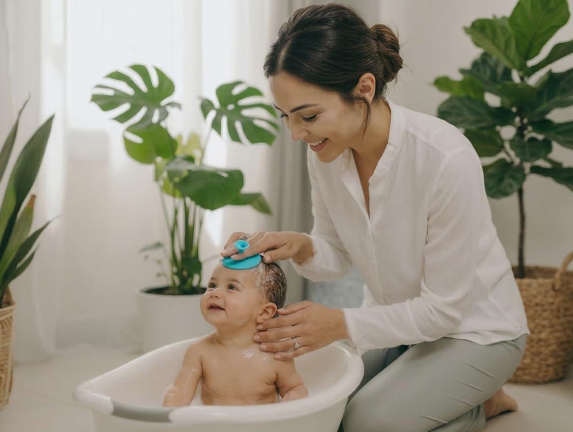 Baby-Kopfgneisbürste aus Silikon – 5er-Pack Badeschwämme für Neugeborene, Sanfte Kopfgneisbehandlung