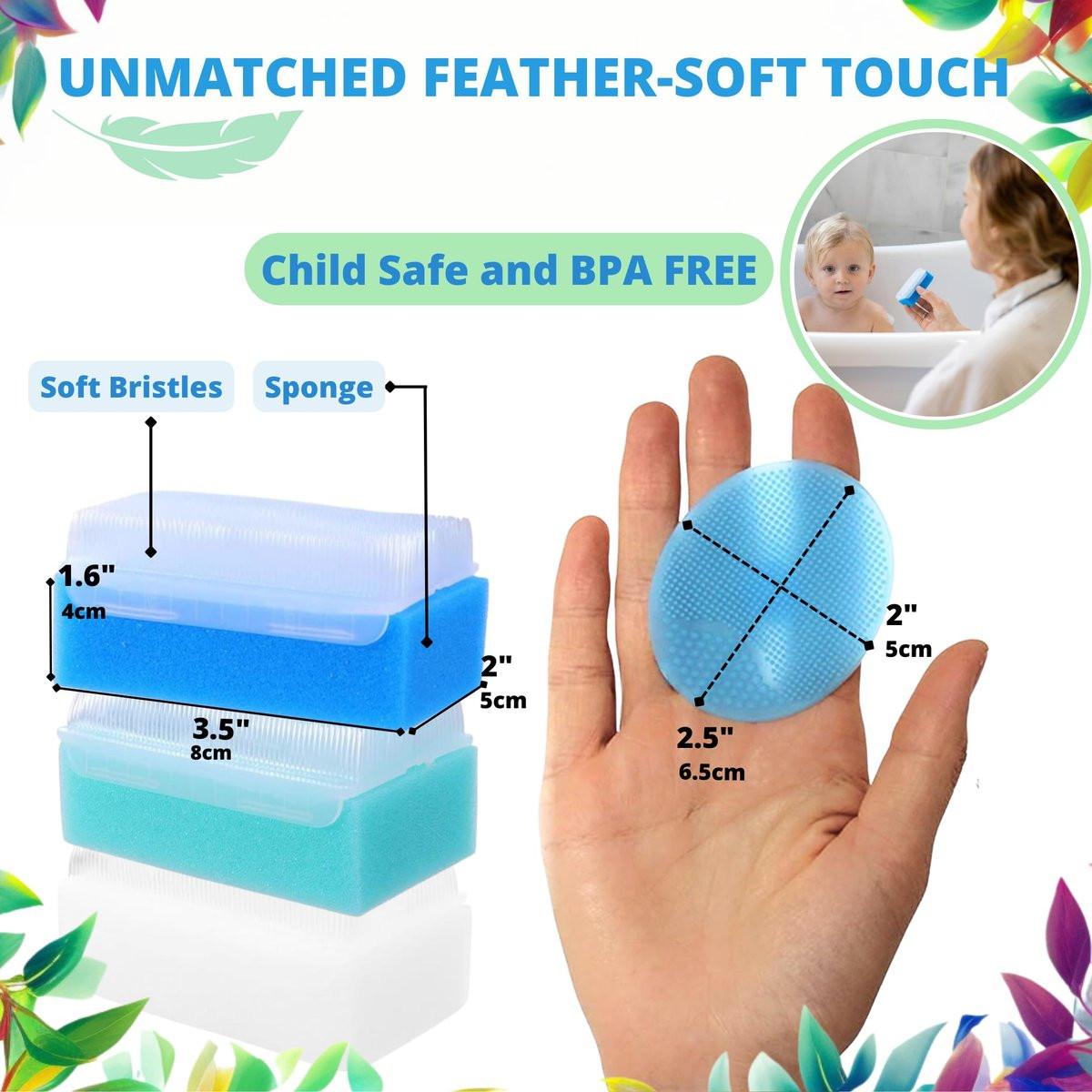 Baby-Kopfgneisbürste aus Silikon – 5er-Pack Badeschwämme für Neugeborene, Sanfte Kopfgneisbehandlung