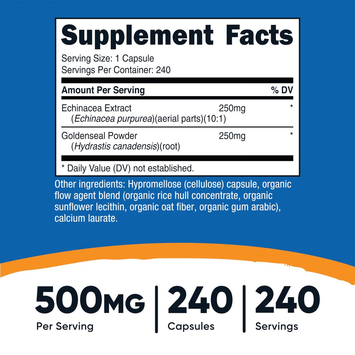 Nutricost Echinacea & Goldenseal Wurzel, 500mg, 240 Kapseln - Vegetarische Kapseln, Nicht GVO, Glutenfrei