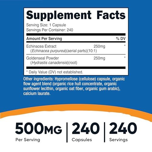 Nutricost Echinacea & Goldenseal Wurzel, 500mg, 240 Kapseln - Vegetarische Kapseln, Nicht GVO, Glutenfrei