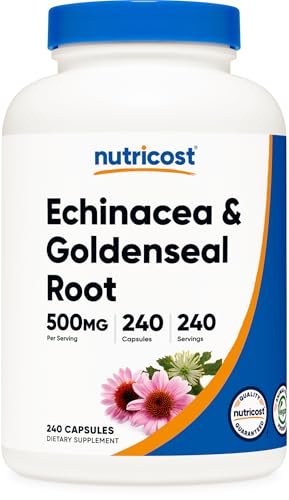 Nutricost Echinacea & Goldenseal Wurzel, 500mg, 240 Kapseln - Vegetarische Kapseln, Nicht GVO, Glutenfrei