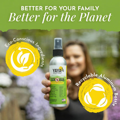 Yaya Organics Tick Ban DEET-freies Milbenspray - Hergestellt in den USA - Natürliches, extra starkes Zeckenschutzspray mit ätherischen Ölen - Sicher für Kinder & Hunde (118 ml, 2er-Pack)
