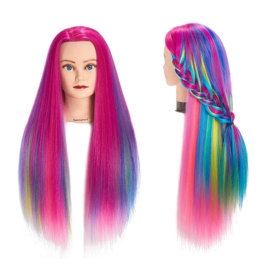 Trainingskopf 26-28 Zoll Friseurkopf Mannequinkopf Haargestaltung Manikin Kosmetikpuppenkopf Kunsthaar Friseur Übungsmodell inklusive Klemme