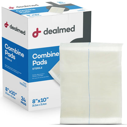 Dealmed ABD-Kompressen 8"x10" (24 Stück) steril, einzeln verpackt, saugfähig, nicht haftend für Wundversorgung, Drainage, Erste Hilfe