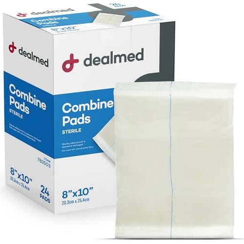 Dealmed ABD-Kompressen 8"x10" (24 Stück) steril, einzeln verpackt, saugfähig, nicht haftend für Wundversorgung, Drainage, Erste Hilfe