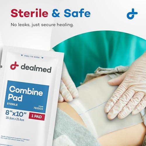 Dealmed ABD-Kompressen 8"x10" (24 Stück) steril, einzeln verpackt, saugfähig, nicht haftend für Wundversorgung, Drainage, Erste Hilfe