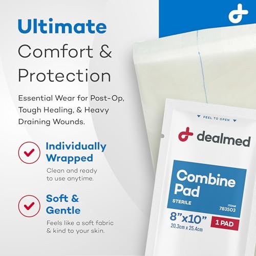 Dealmed ABD-Kompressen 8"x10" (24 Stück) steril, einzeln verpackt, saugfähig, nicht haftend für Wundversorgung, Drainage, Erste Hilfe