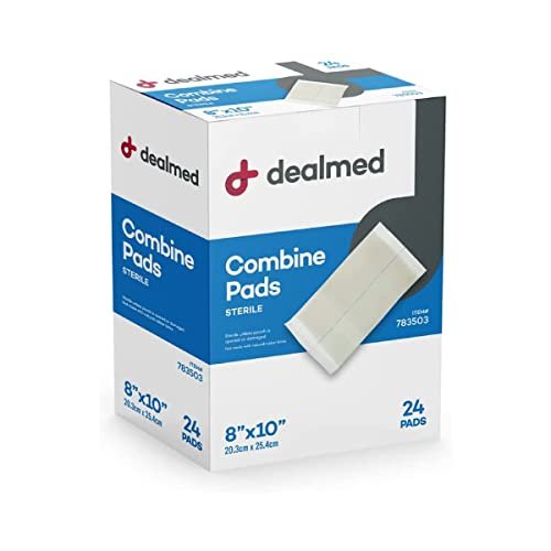 Dealmed ABD-Kompressen 8"x10" (24 Stück) steril, einzeln verpackt, saugfähig, nicht haftend für Wundversorgung, Drainage, Erste Hilfe